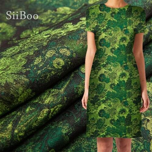 American style vintage green floral jacquard brocade fabric apparel for coat dress tissu tecido stoffen fabrc cloth yarn SP5215