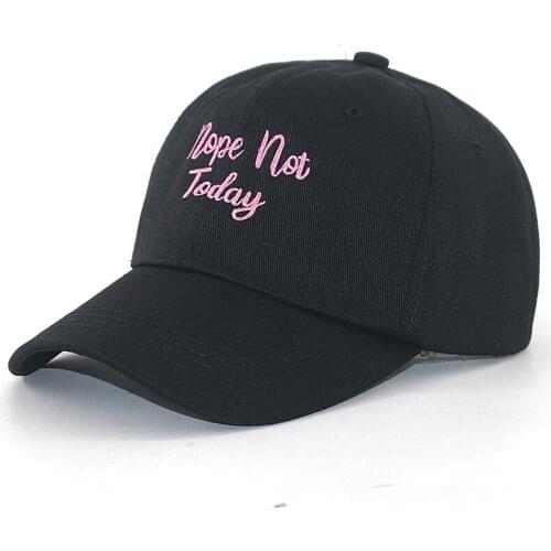 Letter pink embroidery Nope Not Today baseball cap Distressed fashion dad hats cotton adjustable pure black snapback hat hip hop