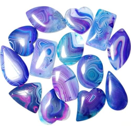 Natural Stone Brazil stripe Agates Water drops Ellipse rectangle Charm geode onyx 10Pcs Pendant DIY Necklace Jewelry Making V45