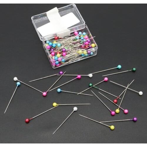 100 Pcs/boxes 38mm Round Glass Bead Head Sewing Pins Stitch Knitting Needles Sewing Fixed DIY Wedding Dressmaking Safety Pin