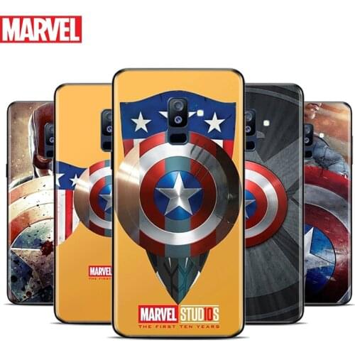 Marvel Captain America Shield For Samsung Galaxy A9 A8 Star A8S A7 A6 A6S A5 A3 Plus 2018 2017 2016 A750 Black Phone Case