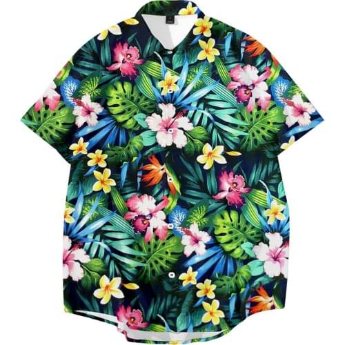 Summer Pure Comfortable Mens Hawaiian Shirt Printed Short Sleeve Big Us Size Hawaii Flower Beach Floral Patterns Oversized 5XL