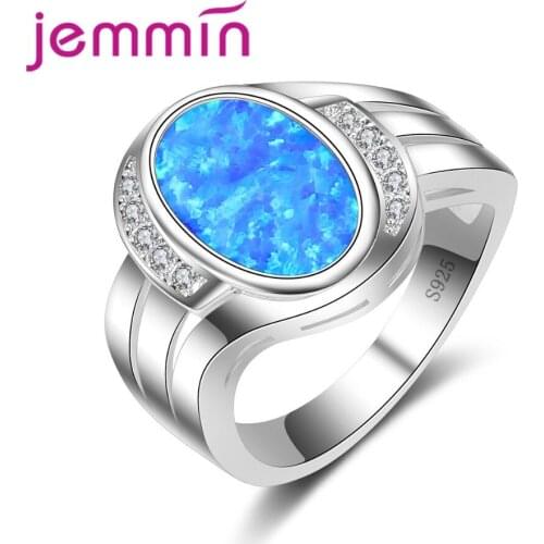 Blue Fire Opal Ring Male Female Jewelry Rings 925 Sterling Silver Fashion Wedding Rings For Men And Women Fine Jewelry