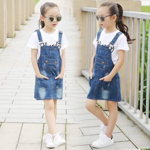 Teens Big Girls Jumpsuit 2021 New Summer Denim Overall Cowboy Breastplate Girls Dungarees Children Clothes 10 12 Years