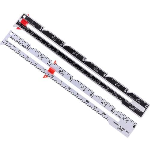 2Pcs Metal Sewing and Knitting Gauge Garment Pattern Dress Making Ruler with Sliding Adjustable Marker