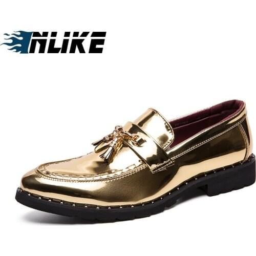 Fashion Big Size Pointed Toe Dress Shoes Men Loafers Patent Tassel Leather Oxford Shoes for Mens Dress Shoes