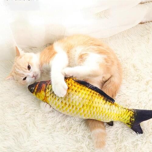 Pet Soft Plush 3D Simulation Fish Shape Recharge Swing Cat Toy Interactive Gifts Stuffed Pillow Doll Fish Playing Toy For Pet
