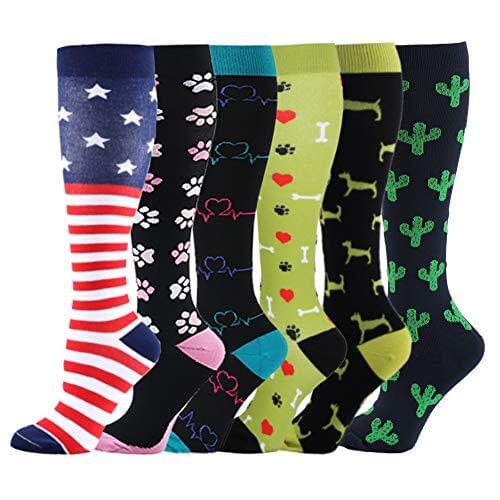 Compression Socks Men Women Happy Socsk Knee High Running Sports Stockings Nylon Unisex Outdoor Racing Varicose Veins Edema