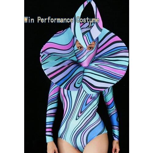 Facekini bodycon Jumpsuit All Saints' Day costume party Bar club show pole dancing Group dancing cheerleaders