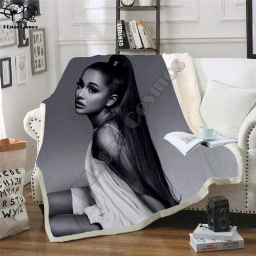 Celebrity Ariana Grand Design Blanket Plush 3d Printed for Adults Sofa Sherpa Fleece Bedspread Wrap Throw Blanket Microfiber -2
