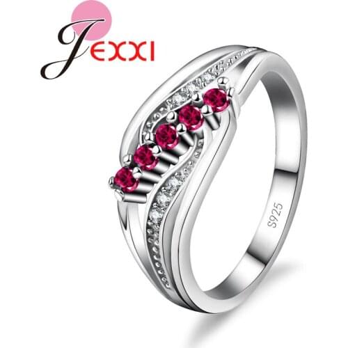 Wholesale Girls Trendy Accessories for Wedding Shinning 925 Sterling Silver Rings With Full CZ Crystal Finger Rings