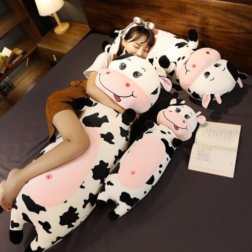 Hot 80cm/100/120cm New Plush Cow Toy Cute Cattle Plush Stuffed Animals Cattle Soft Pillow Cushion Kids Toys Gift for Children