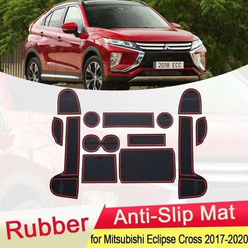 For Mitsubishi Eclipse Cross 2017 2018 2019 2020 Rubber Anti-slip Mat Door Groove Cup Phone Pad Gate Slot Coaster Accessories