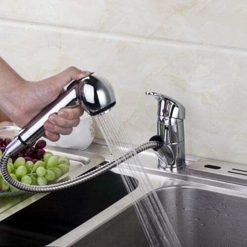 Luxury Modern Home kitchen Chrome Polished Deck Mounted Faucets Pull Out basin Sink Tap Mixer High Quality Best Price