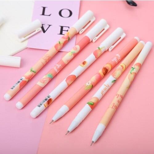 2Pcs/Lot Creative Cute Peach Paradise Quick-drying Gel Pen Writing Black Ink Pen School /Office Supplies Kawaii Kids Gifts