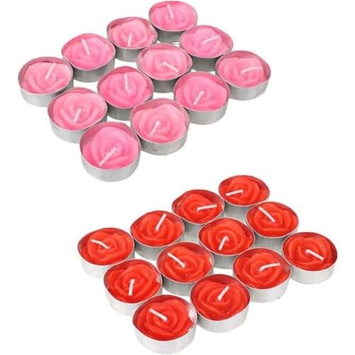 12Pcs Mini Rose Love Theme Candle DIY Birthday Party Decoration Candle Wedding Valentines Day Show Lovers Night Candle Decor