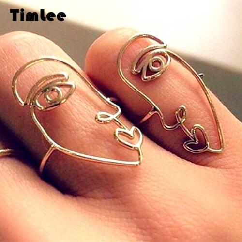 Timlee R032 Free shipping Fashion Creativity Facebook Alloy Personality Finger Rings Set 2pcs/set Wholesale