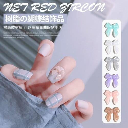Venalisa 10 Pcs Butterfly Bow Nail Art Decoration Shiny Crystal Nail Art Rhinestone DIY 3D Resin Bendable Charm Accessories