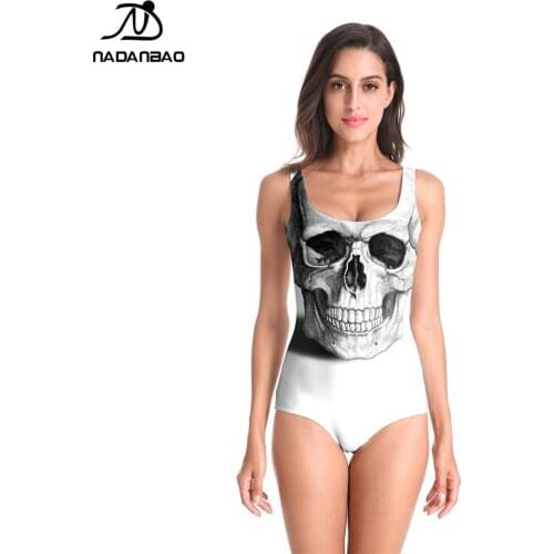 NADANBAO 2021 Best Selling Sexy Summer 3d Printed Pattern Design Ladies Beach Wear Sexy Casual One Piece Sleeveless Swimsuit