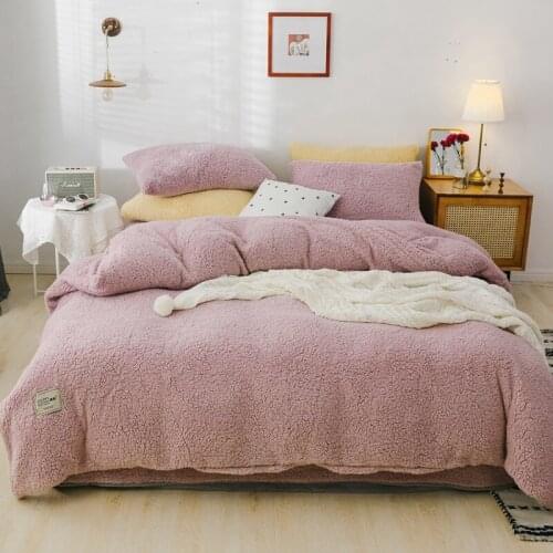 Winter Thick Fleece Bedding Set both sides Warm Lambs Wool Duvet Cover Set Bed Sheet Pillowcases Single Queen King Size