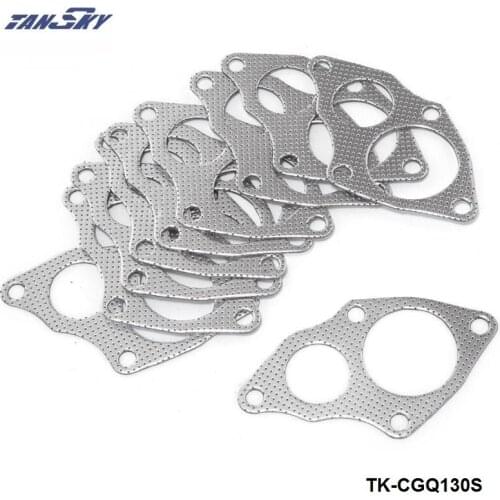 10PCS/LOT 5 Bolt Turbo to Downpipe Gasket Aluminum Graphite For Mitsubishi EVO 1-3 / 4G63 TK-CGQ130S