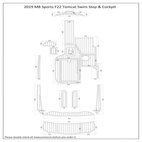 2019 MB Sports F22 Tomcat Swim Step & Cockpit Pad Boat EVA Teak Decking 1/4" 6mm