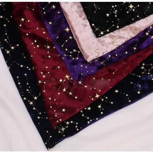 3D Bronzed Gold Star Constellation Diamond Velvet Fabric Designer DIY Handmade Sewing Women Dress Material Soft Falling Cloth