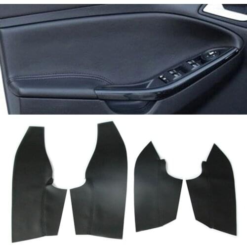 4pcs microfiber leather car door armrest panel cover door armrest surface cover trim accessories for Ford Focus MK3 2012-2017