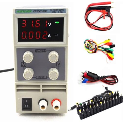 4 Digits Display KPS3010DF 30V 10A 110V-230V 0.01V/0.001A LED Mini Digital Adjustable Switch DC Power Supply and DC Jack