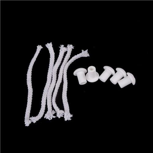 5Pcs/set Ceramic Holders Torch Wine Lamp Fiber Glass Heat-Resistant Kerosene Wick Bottle Oil Candle Burner Stove Cotton Wick