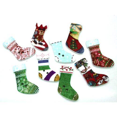 50pc Mixed Christmas Stocking Buttons For Clothes Knitting Needles Crafts Sewing Scrapbooking DIY Fabric Needlework Buttons