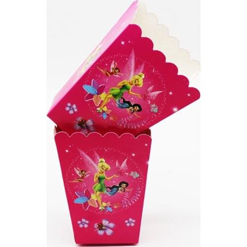 6pcs/lot Tinkerbell popcorn boxes baby shower party decorations Tinkerbell popcorn boxes Tinkerbell candy boxes case