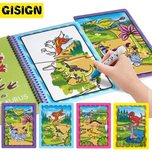 Kids Magic Water Drawing Book Pen Coloring Mat Set Montessori Doodle Painting Books Board For Children Toys Birthday Gift