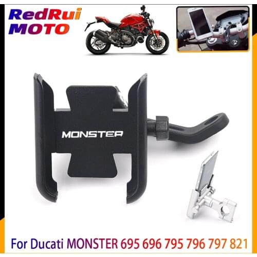 For Ducati MONSTER 695 696 795 796 797 821 Motorcycle Aluminum Mobile Phone Holder GPS Navigator Handlebar Bracket Accessories
