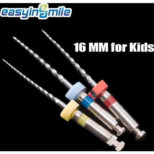 EASYINSMILE 3Pcs/pack Dental Kids Endodontic Endo Treatment NITI Rotary Files Engine Use 16MM