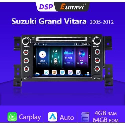 Eunavi 2din Android 10 car dvd radio gps navigation for Suzuki Grand Vitara 2005-2012 2din multimedia player headunit stereo bt