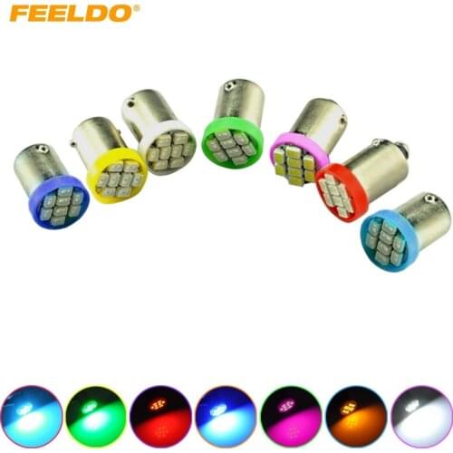 FEELDO 20Pcs T4W BA9S 8LED 1206 8SMD Interior Car LED Light Reading Dome Lamps Marker Light DC12V 7-Color #FD-1532