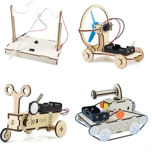 STEM Toys for Children Educational Science Experiment Technology Toy Set DIY Tank Car Model Puzzle Painted Kids Toys