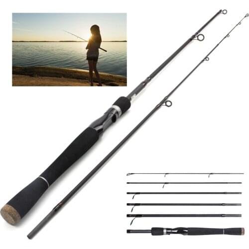 2.1M 2.4M 2.7M Fishing Rod Ultralight Weight 6 Section Fishing Rod Carbon Rod Spinning Travel Rod Trout Fishing Tackle pesca