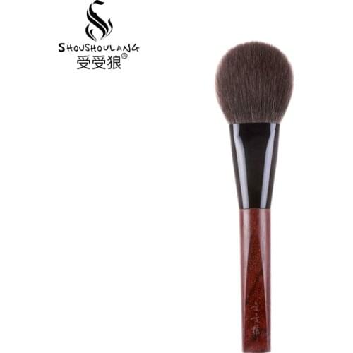 Shoushoulang Professional Handmade Make Up Brush Flat Round Face Powder Brush Soft Saikoho Goat Hair Makeup Brush