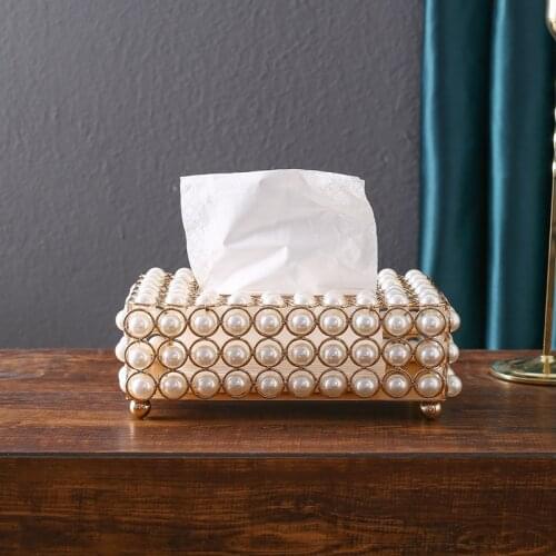 Simulation Pearl Tissue Box Living Room Car Bathroom Luxurious Creative Paper Container Home Decorative Supplies