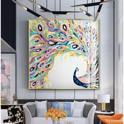 Colorful Peacock Print Poster Wall Pictures Home Decor ,Watercolor Peacock Canvas Art Painting Living Room Modern Decoration