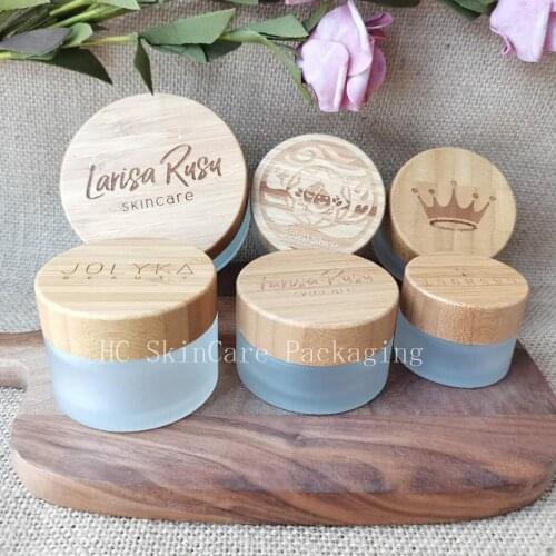 Custom Logo Frosted Glass Cbd Herb Cream Jar Makeup Lip Gloss Packaging Container For Cosmetic Eye Cream Face Cream Jar With Lid