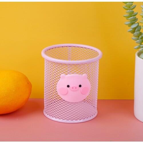 Metal Round Storage Tube Pen Holder Makeup Brush Organizer Barrel Office Bedroom Bathroom Organizer Desktop Storage Rack