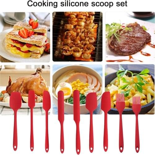 9 Pcs Silicone Pastry Cake Butter Spatula Set Non-Stick Rubber Spatula Heat Resistant Spatula Kitchen Utensils Baking Accessorie