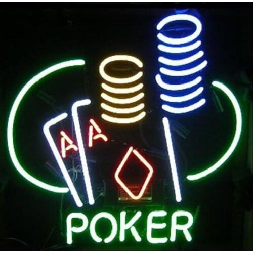 Neon Sign For Poker Chips Real Glass Tubes Lamp Beer Game Room Lamp resterant light advertise custom LOGO Handmade art light