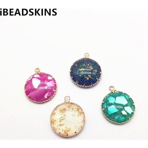 New arrival! 25x20mm Resin built-in gold powder or shell Charm/Connectors for Earrings parts,Accessories,hand Made Jewelry DIY