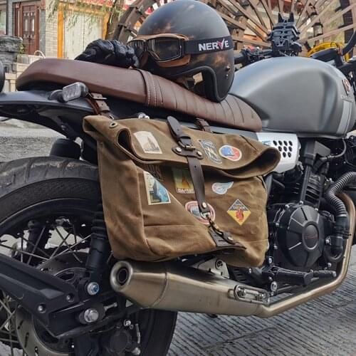 Locomotive Style Oil Wax Canvas Motorcycle Saddle Bags Waterproof SaddleBags Luggage Bags Travel Knight Rider Touring Moto Box