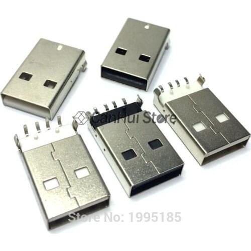 10Pcs/lot USB 2.0 Male A Type USB PCB Connector Plug 90 degree / 180 degree SMT SMD / DIP AM 4pin Male USB Connectors