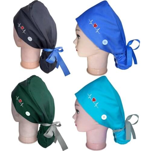 Operating Room Working Hat Women Long Hair Cap Surgical Cap Eautician Dust Proof Cooking Chef Caps Nurse Headwear Turban